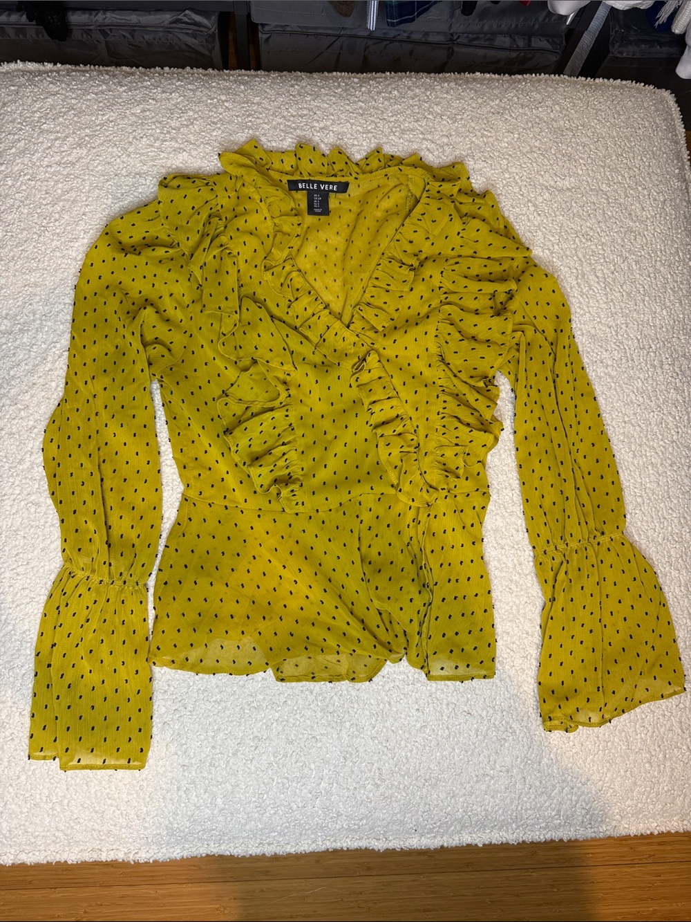 Mustard Ruffle Wrap Blouse